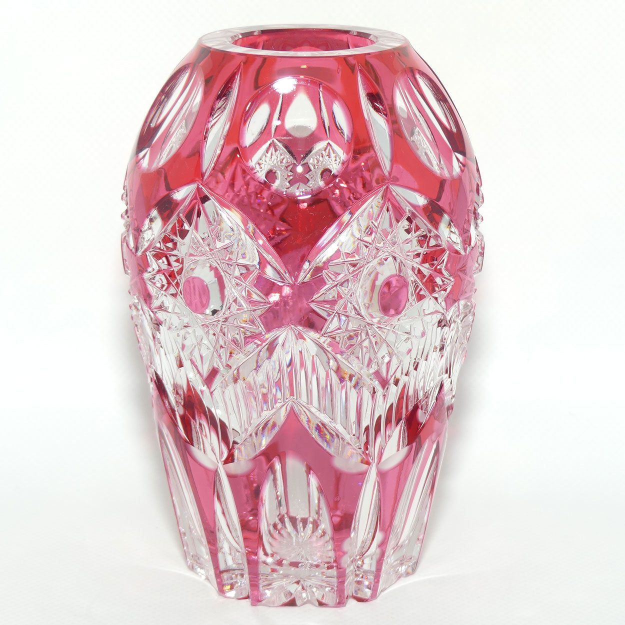 Cranberry Overlay Crystal vase | Cranberry cut to Clear