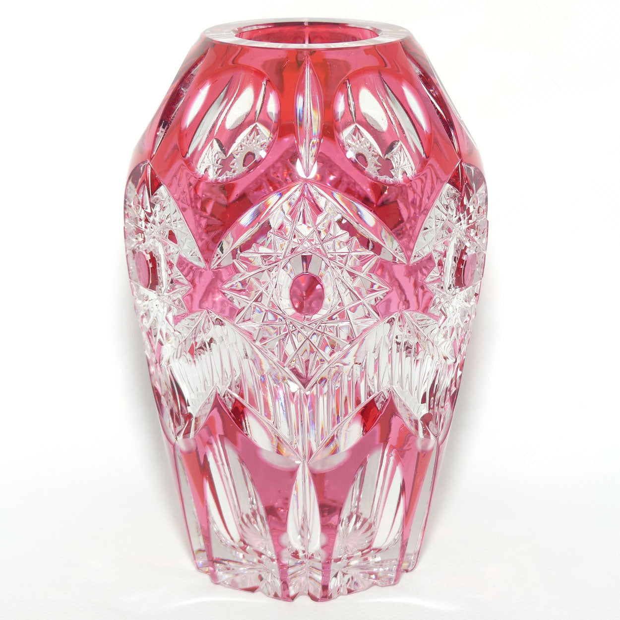 Cranberry Overlay Crystal vase | Cranberry cut to Clear