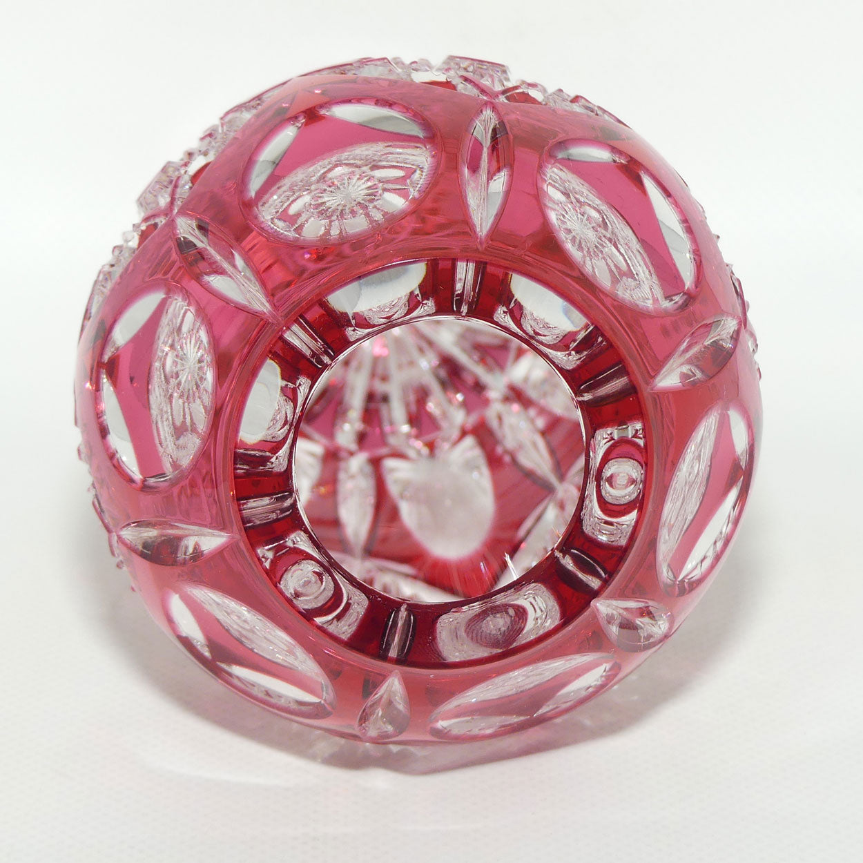 Cranberry Overlay Crystal vase | Cranberry cut to Clear