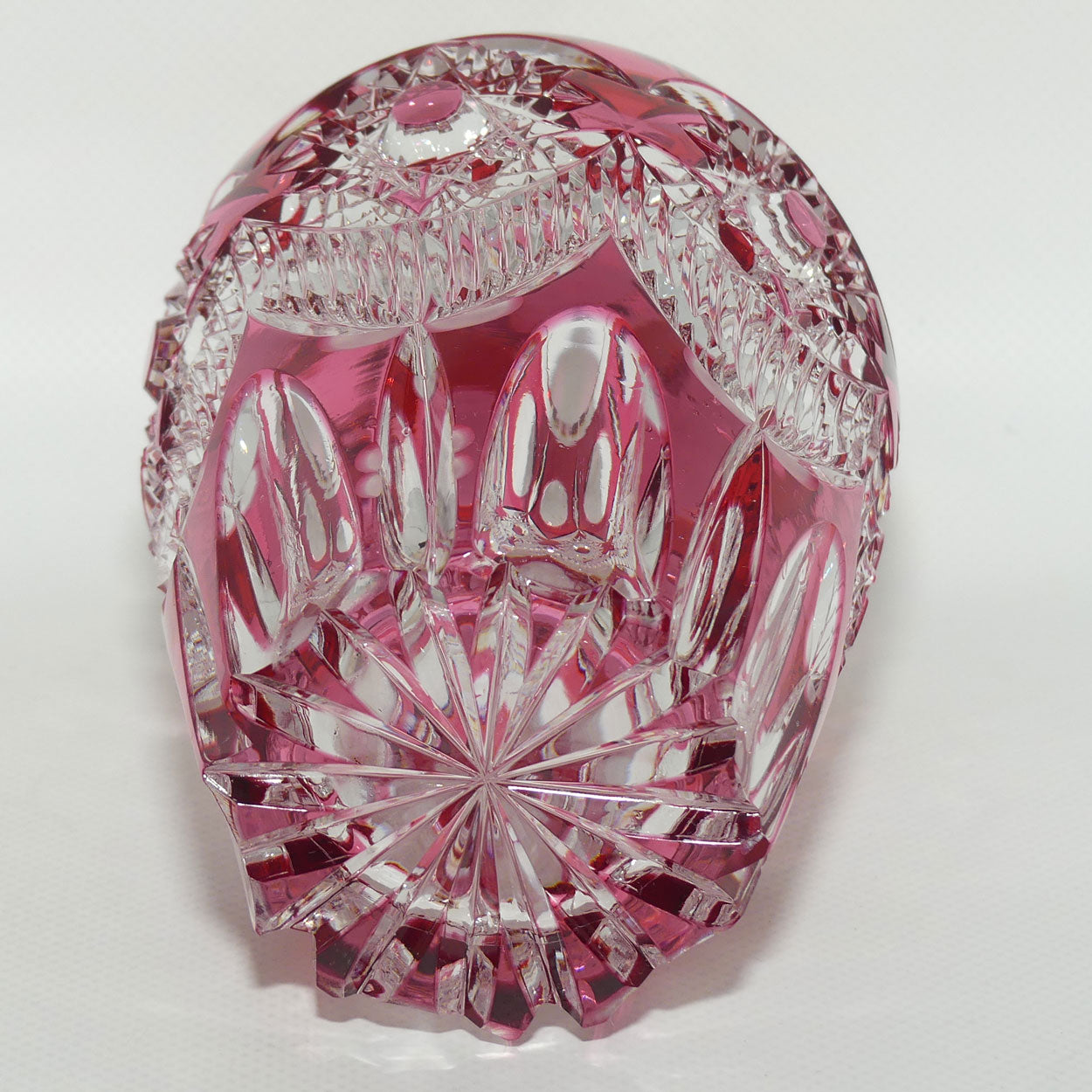 Cranberry Overlay Crystal vase | Cranberry cut to Clear