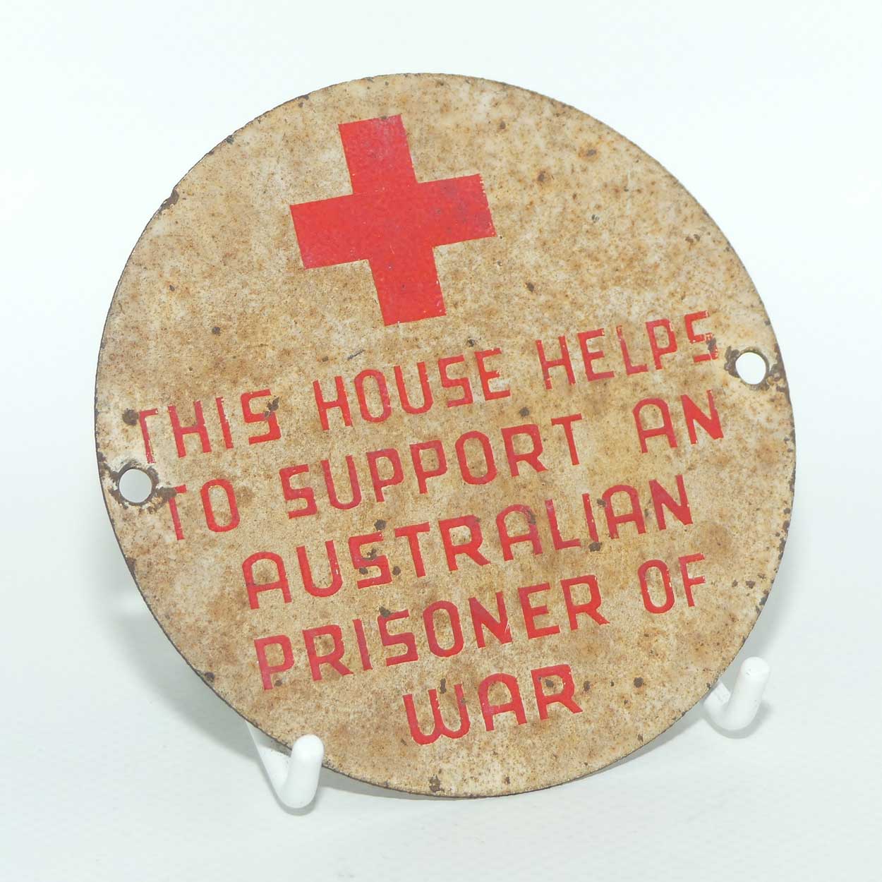 Australian WWII memorabilia | Red Cross plaque | This House Helps To Support an Australian Prisoner of War