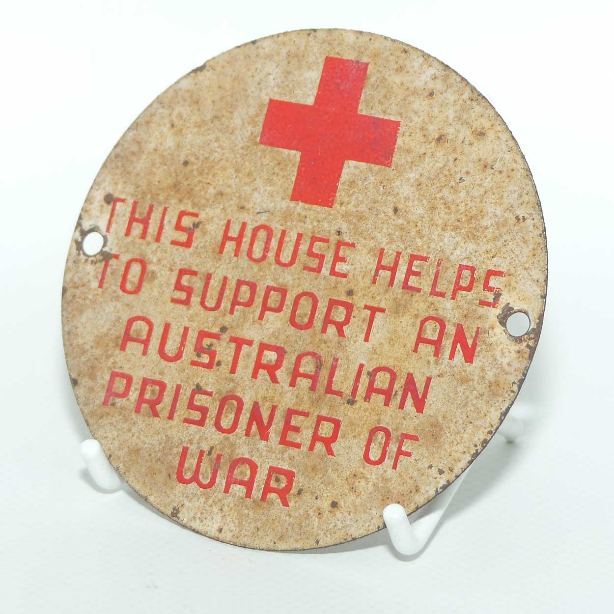 Australian WWII memorabilia | Red Cross plaque | This House Helps To Support an Australian Prisoner of War