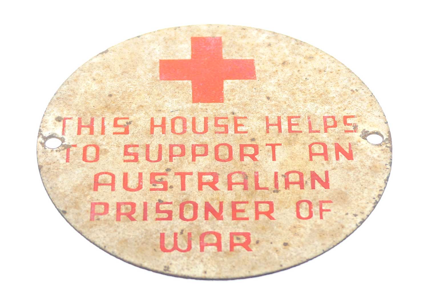 Australian WWII memorabilia | Red Cross plaque | This House Helps To Support an Australian Prisoner of War