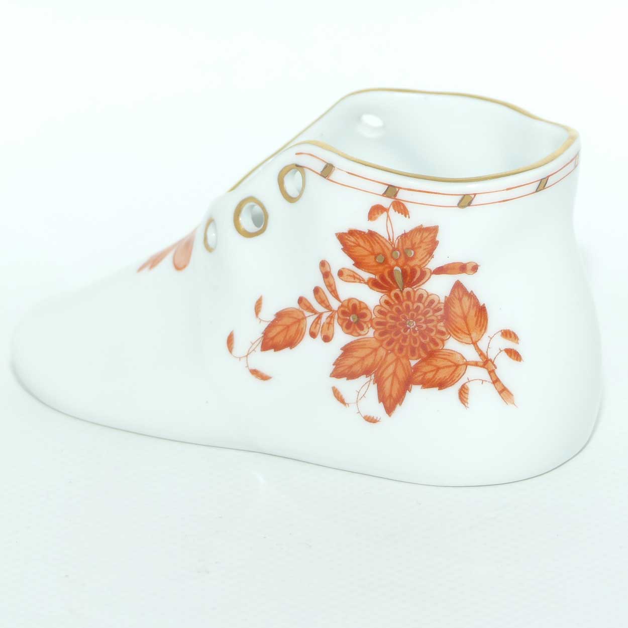 Herend Hungary small Red Flower decorated shoe | 7570/A09