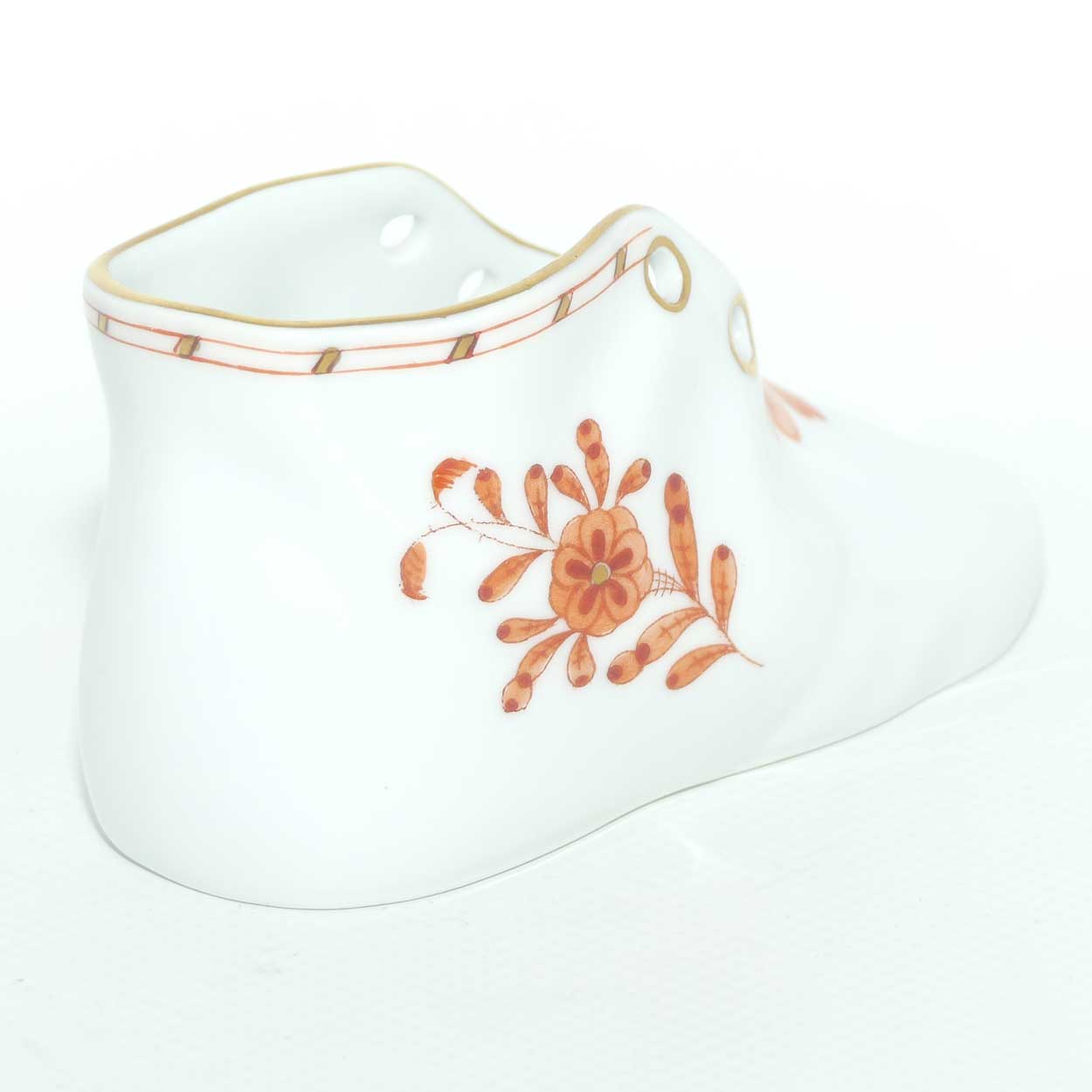 Herend Hungary small Red Flower decorated shoe | 7570/A09