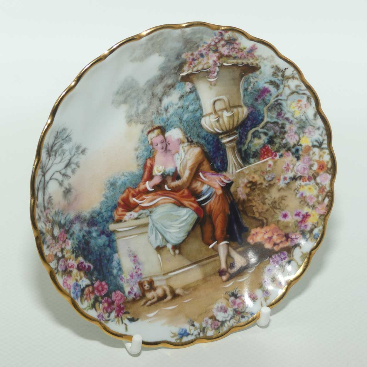 Limoges France Rehausse Main plate | Courting Couple in Garden | 12cm