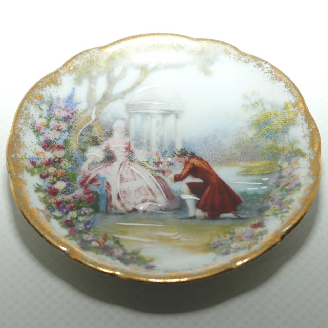 Limoges France Rehausse Main plate | White and Gold | 7.5cm