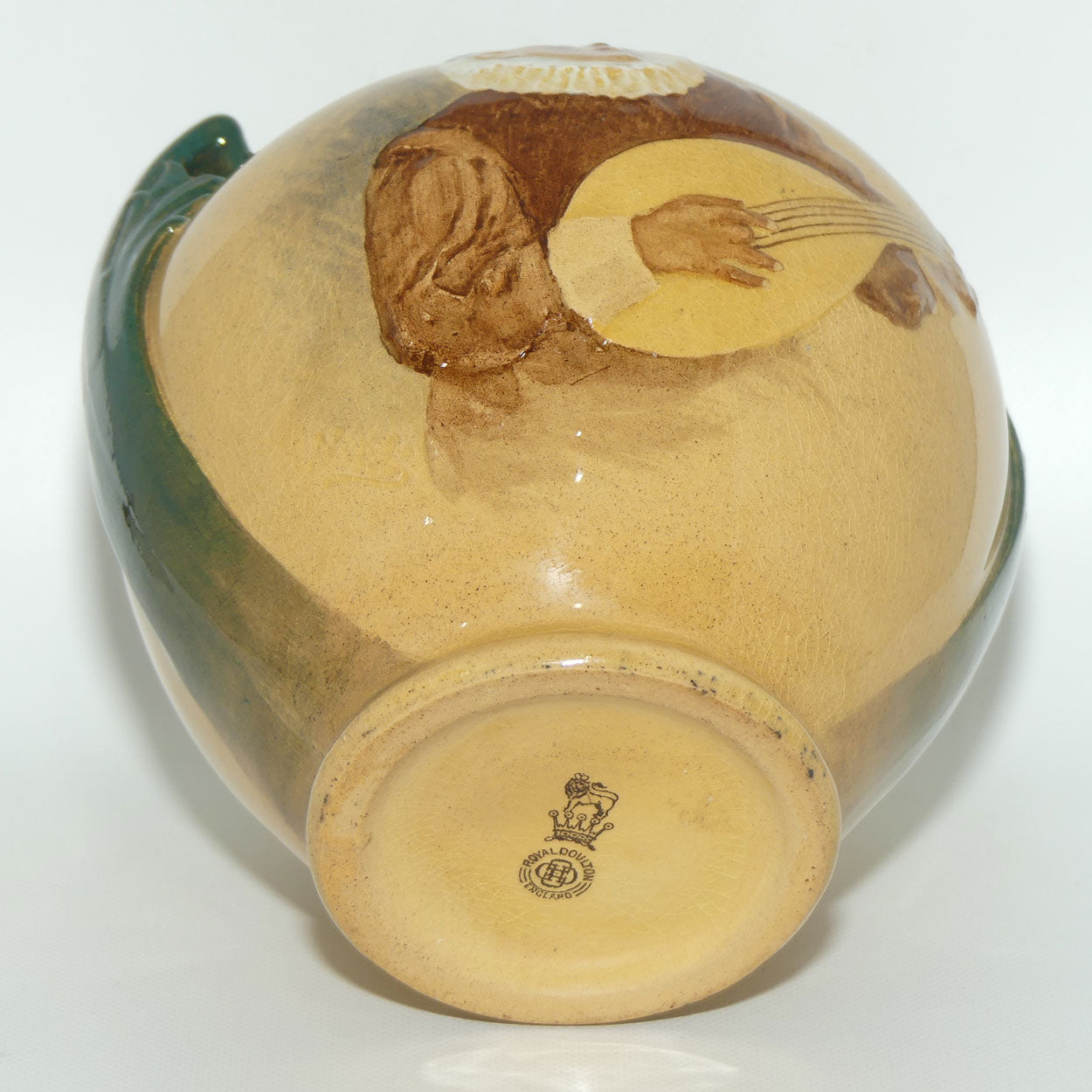 Royal Doulton Rembrandt ware low relief Minstrel vase by Noke