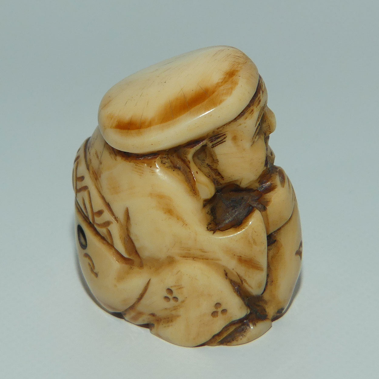 Vintage Japanese Carved Resin Netsuke | Man with Sack