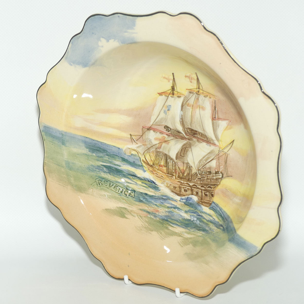 Royal Doulton Famous Ships The Revenge unusual octagonal bowl D5957
