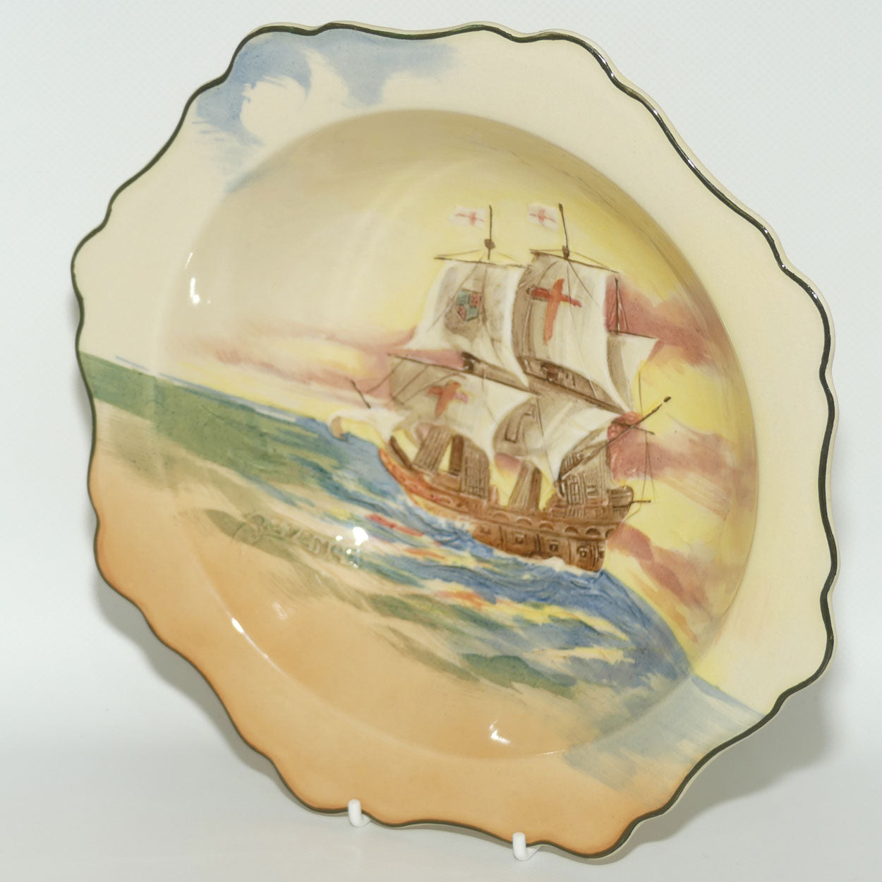 Royal Doulton Famous Ships series | The Revenge unusual octagonal bowl D5957 | #2