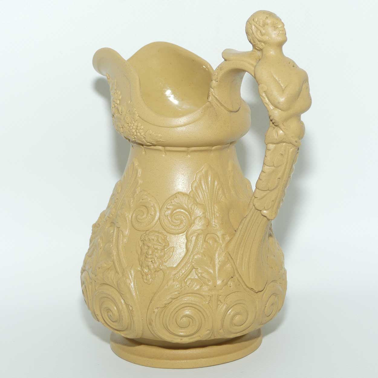 Antique William Ridgway English Drabware Bacchus & Pan Jug | c.1830
