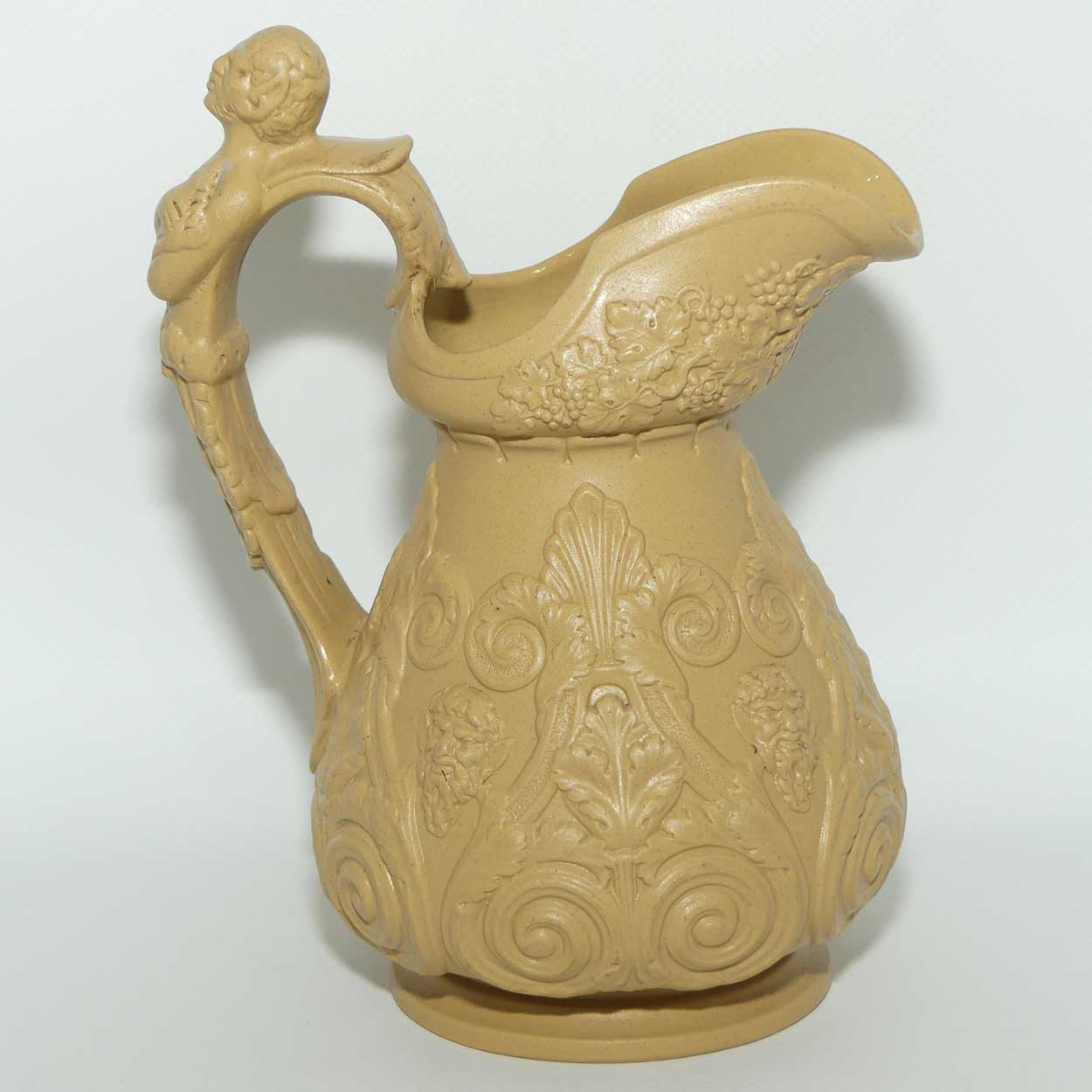 Antique William Ridgway English Drabware Bacchus & Pan Jug | c.1830