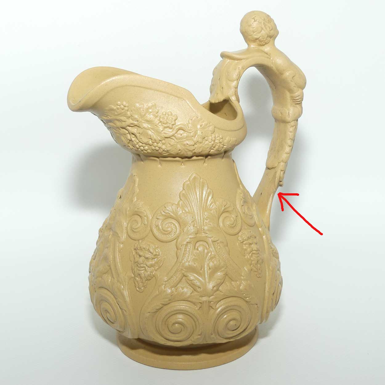 Antique William Ridgway English Drabware Bacchus & Pan Jug | c.1830