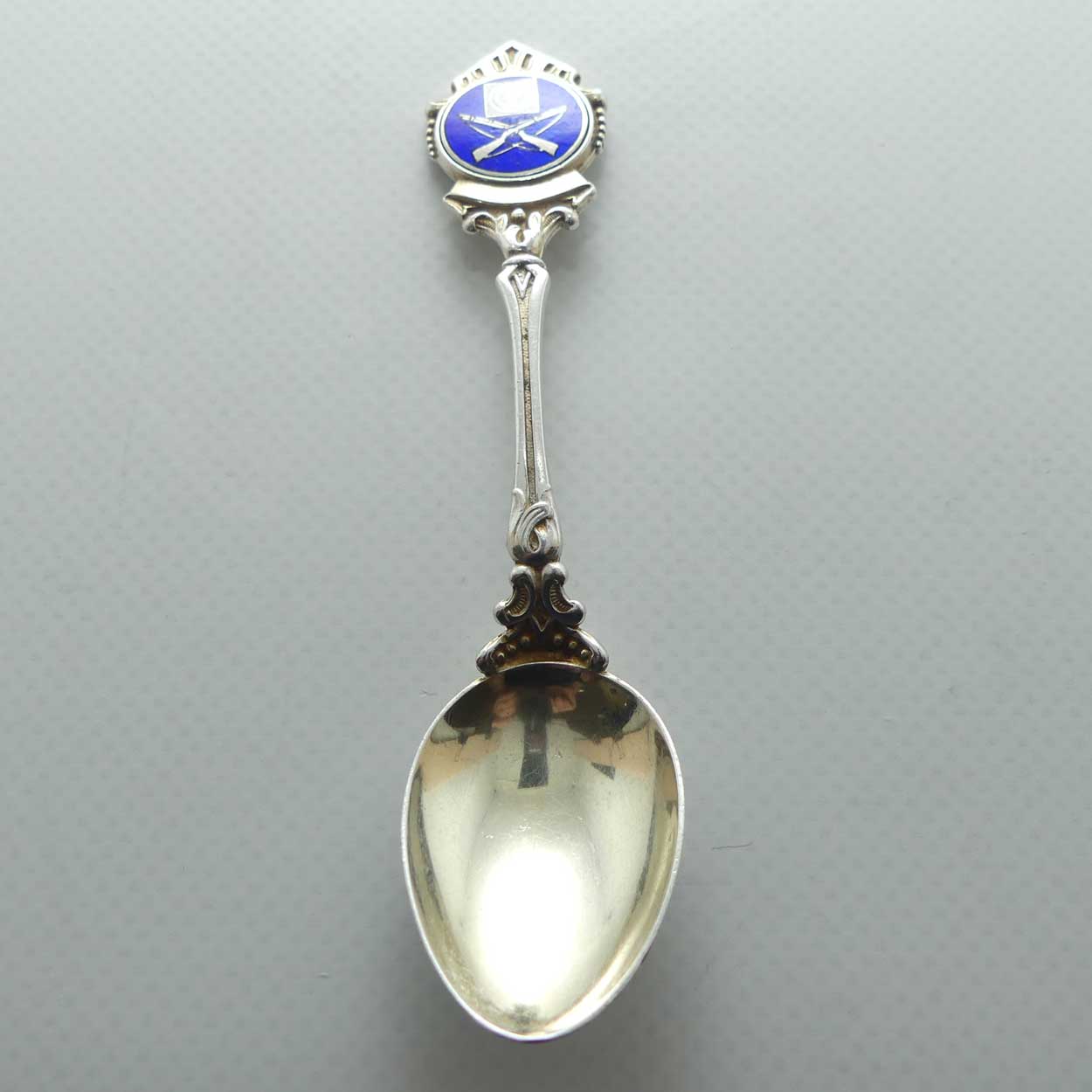 Australian Sterling Silver Rifle Shooting award spoon with enamel panel by Tilbury and Lewis