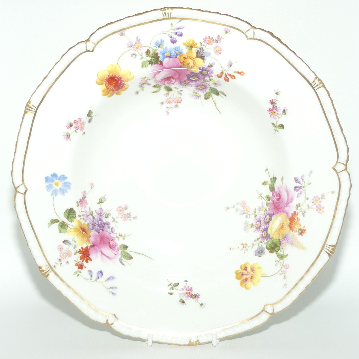 Royal Crown Derby Derby Posies rimmed soup bowl with rope twist border | 25.5cms