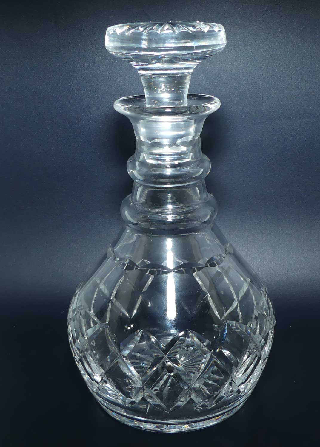 Stuart Crystal England double ring neck mushroom top decanter