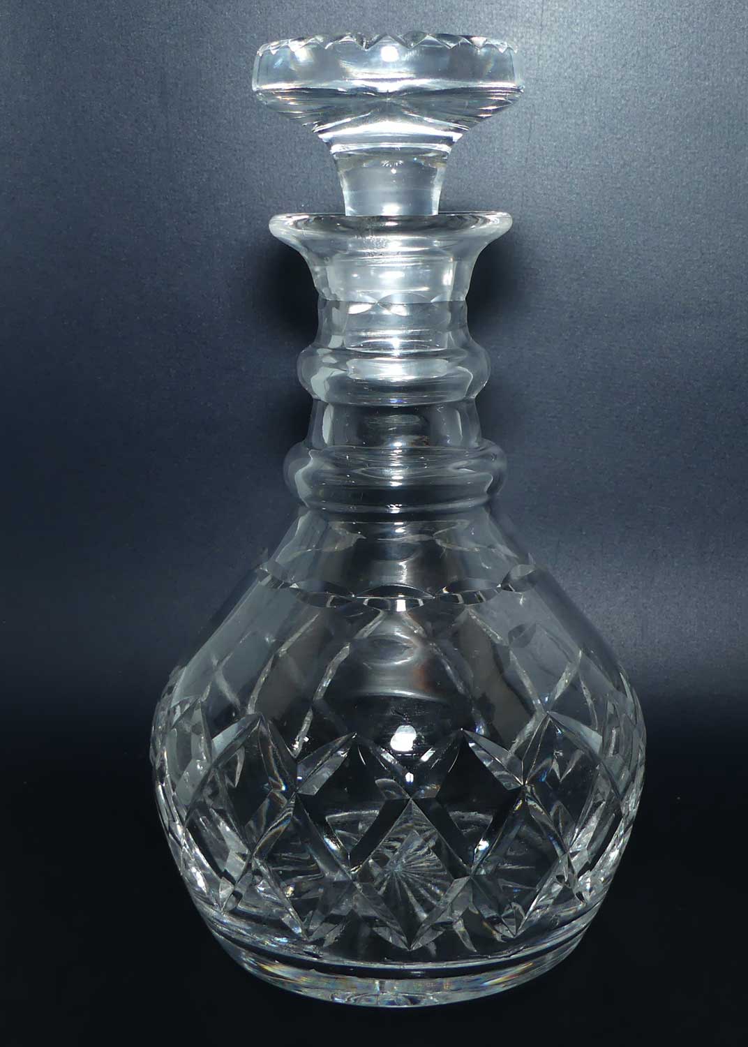 Stuart Crystal England double ring neck mushroom top decanter