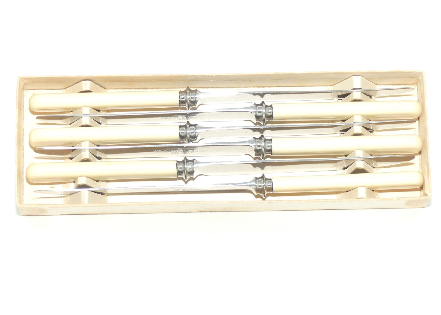 Set of 6 Robert F Mosley Rusnorstain Sheffield Stainless | Faux Bone Handle Knives | 20.8cm | boxed