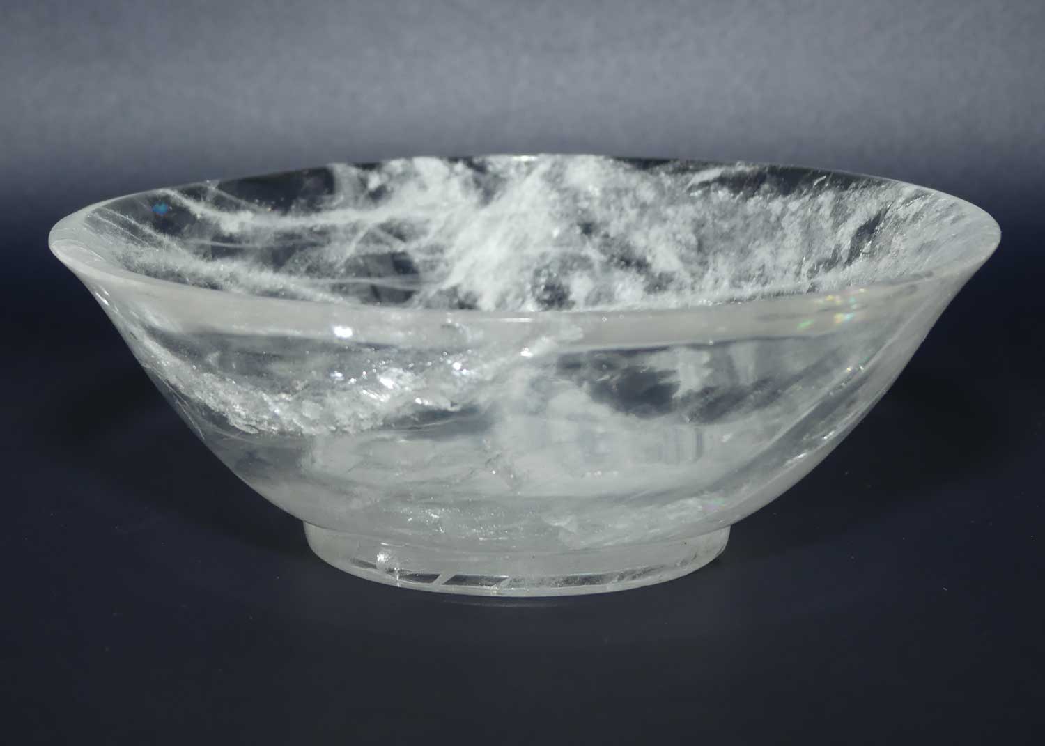 Mid 20th Century Chinese Rock Crystal bowl on wooden stand