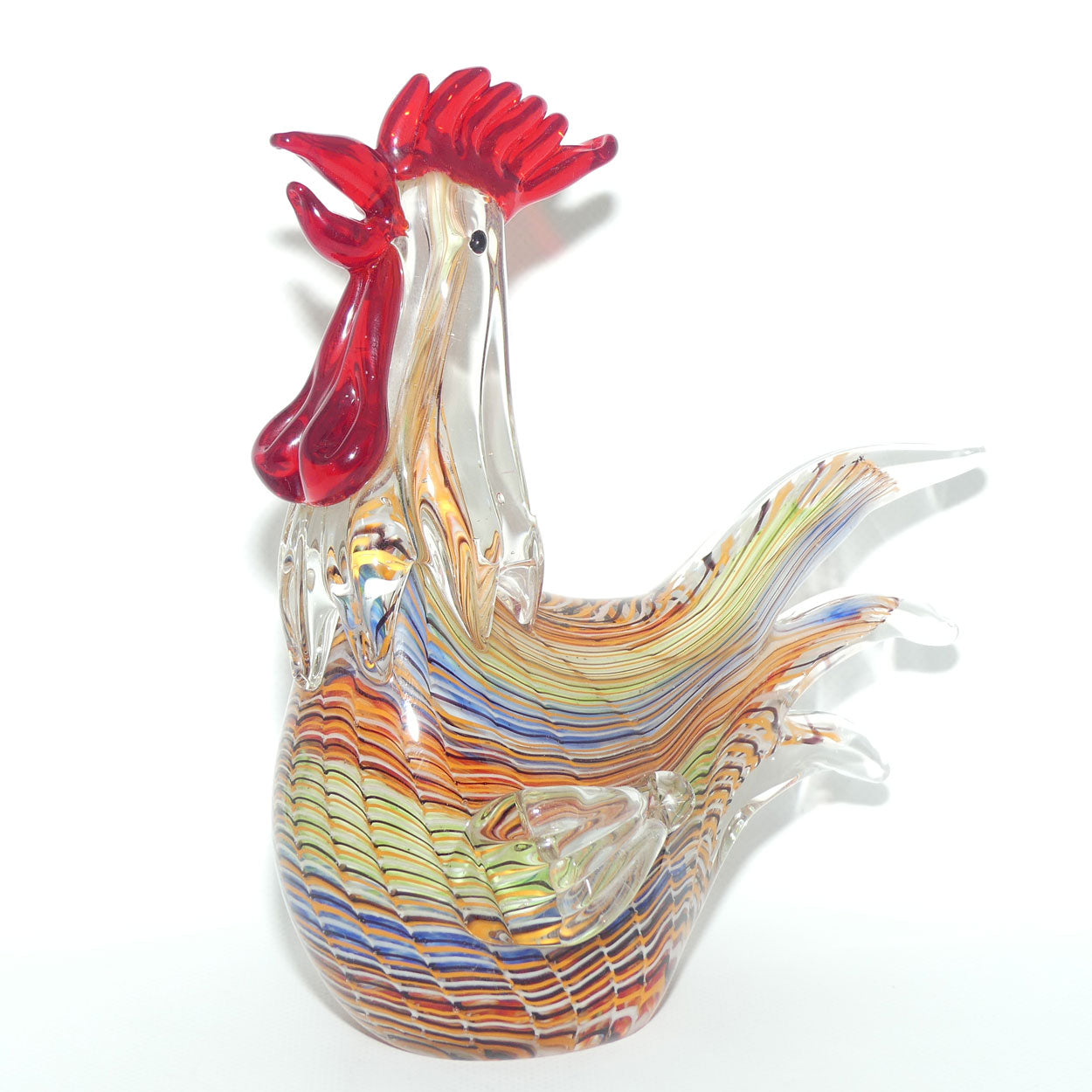 Vintage Heavy Art Glass Rooster figure | 22.5cm tall