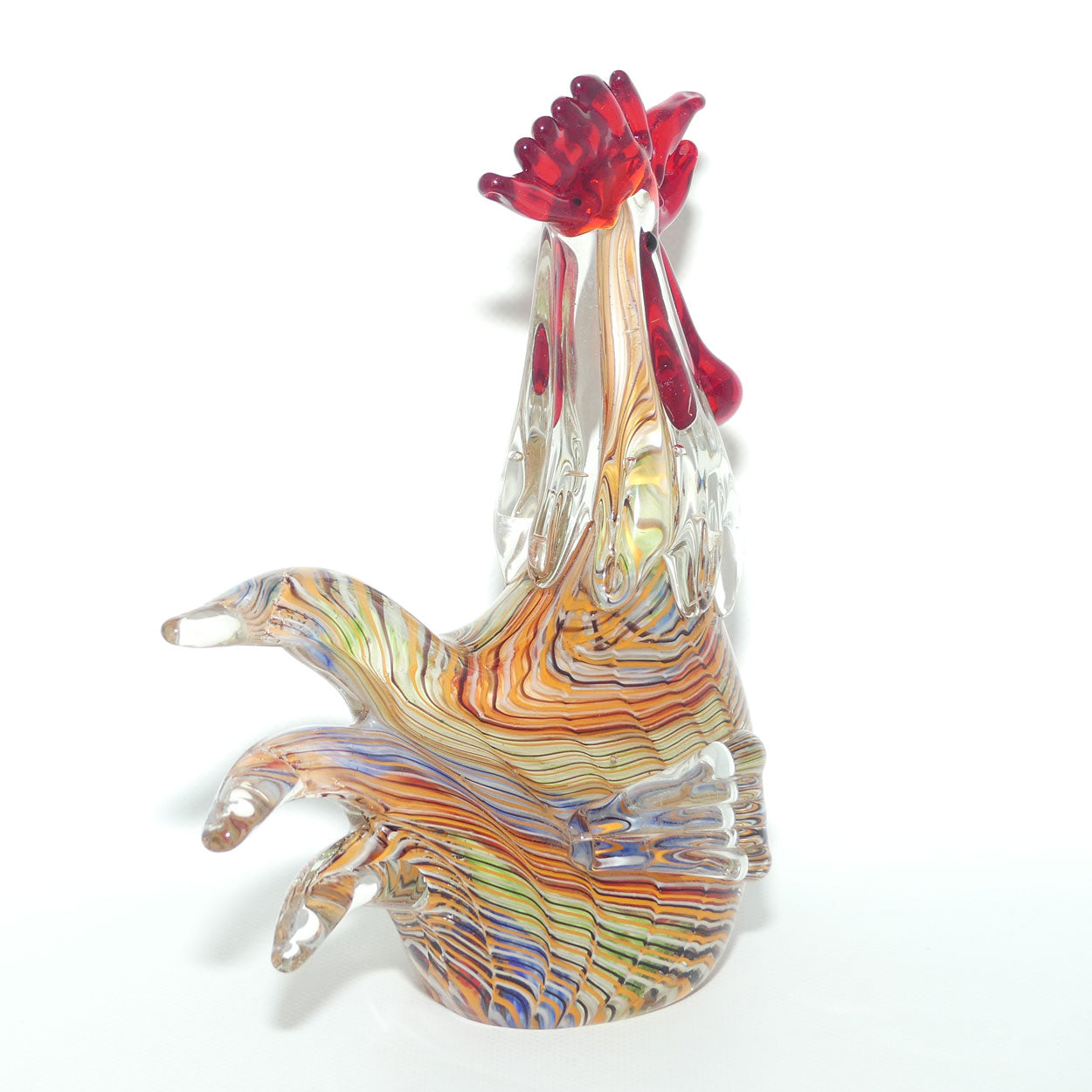 Vintage Heavy Art Glass Rooster figure | 22.5cm tall