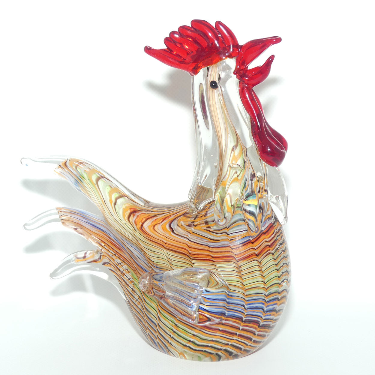 Vintage Heavy Art Glass Rooster figure | 22.5cm tall