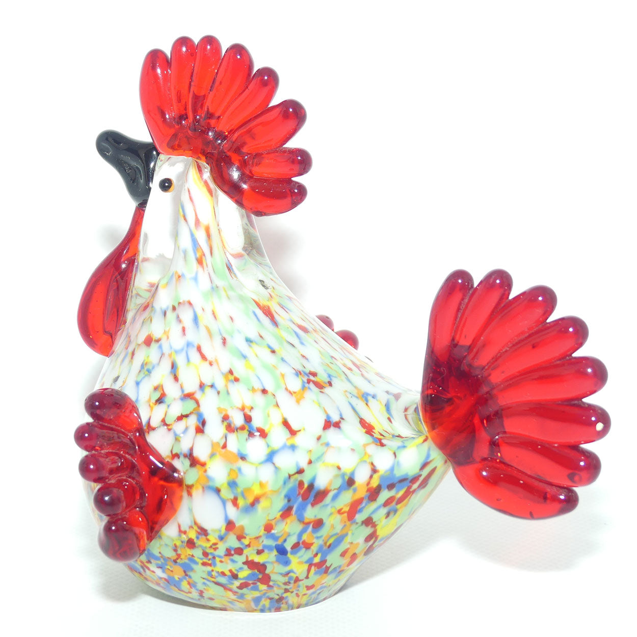 Vintage Heavy Art Glass Rooster figure | 15cm tall