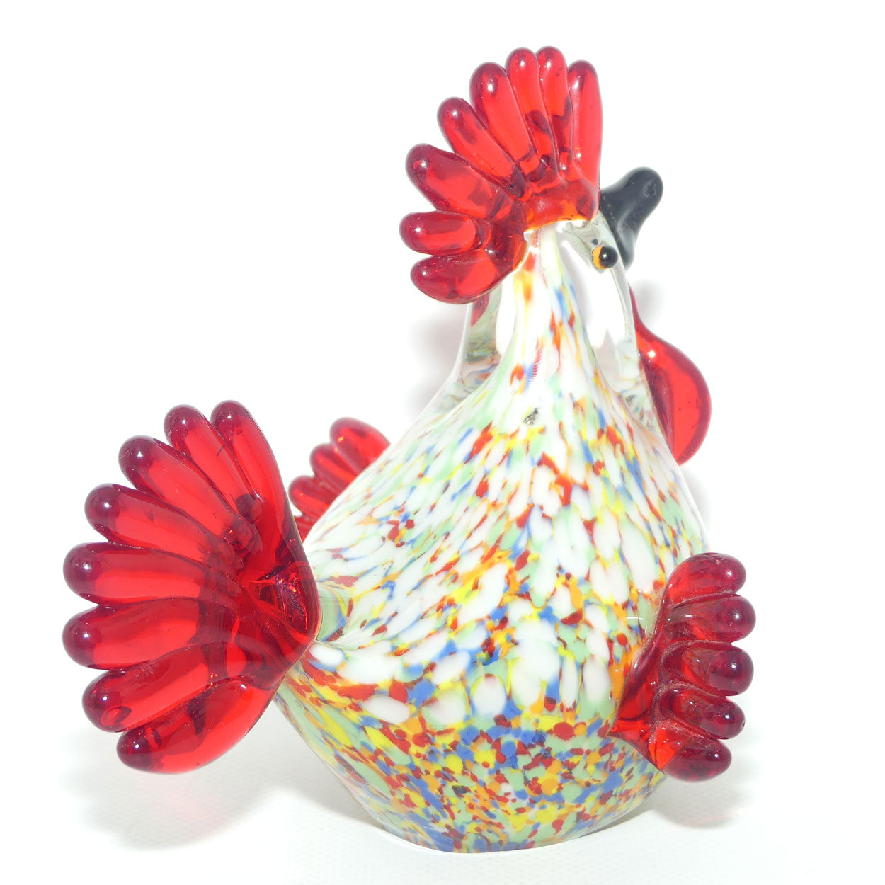 Vintage Heavy Art Glass Rooster figure | 15cm tall