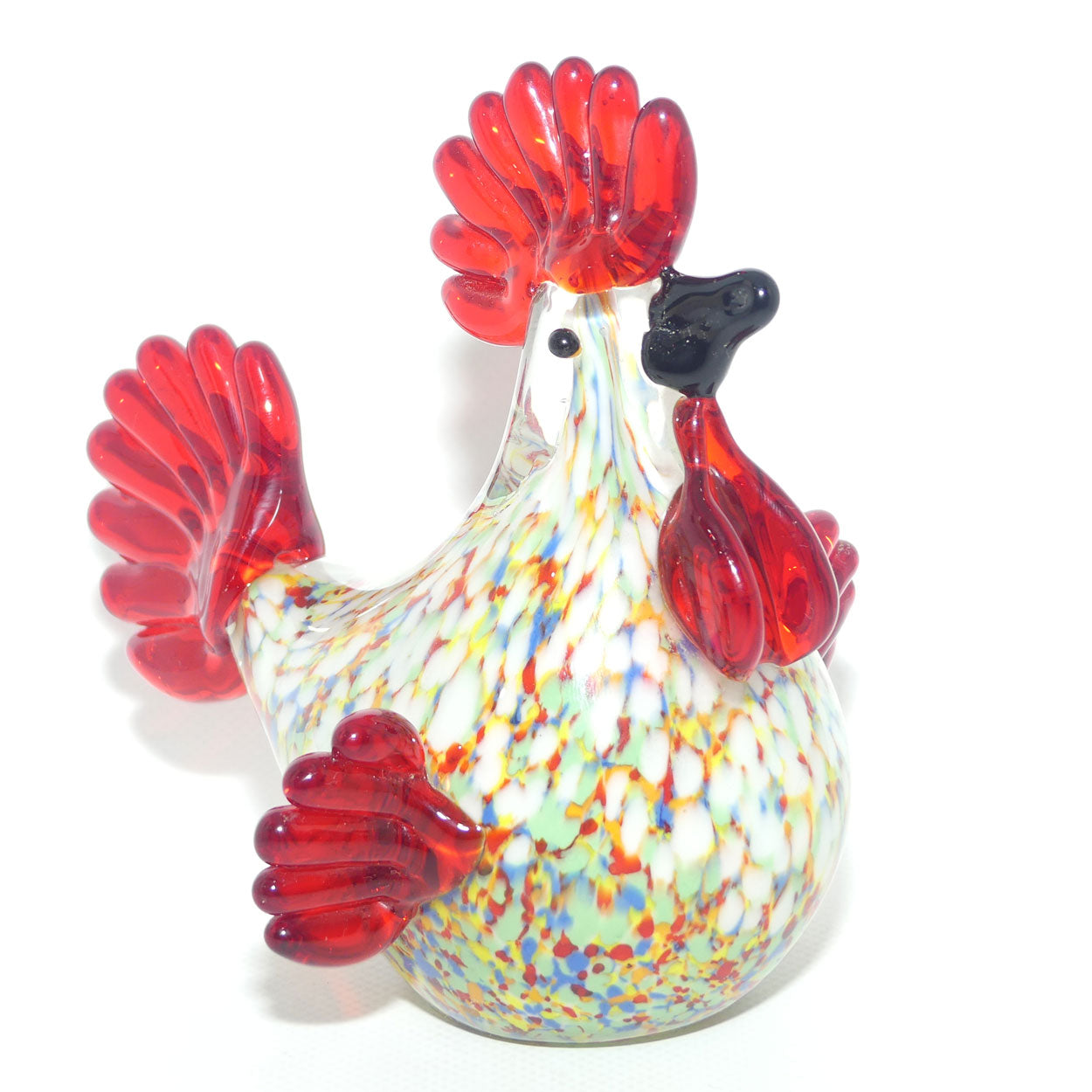 Vintage Heavy Art Glass Rooster figure | 15cm tall
