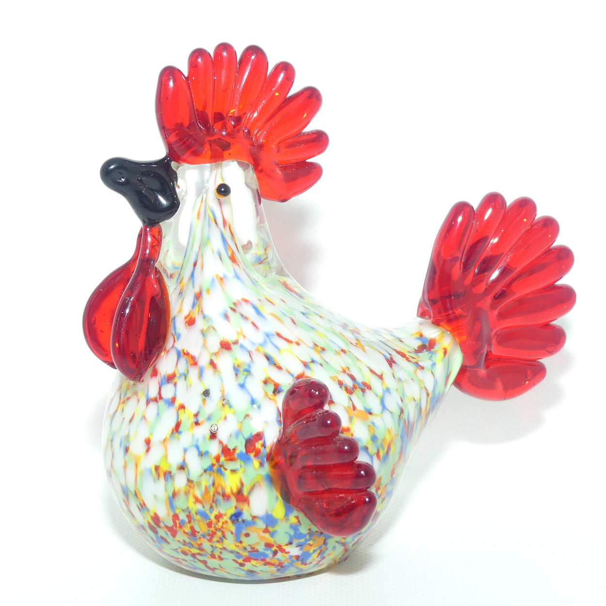 Vintage Heavy Art Glass Rooster figure | 15cm tall