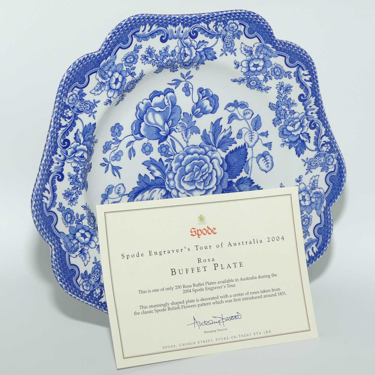 Spode Blue Room Garden Collection | British Flowers ROSA plate | Australian Ltd Ed | 24cm