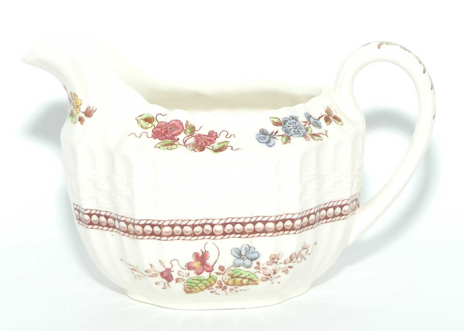 Copeland Spode Rosalie pattern coffee pot, sugar bowl and creamer