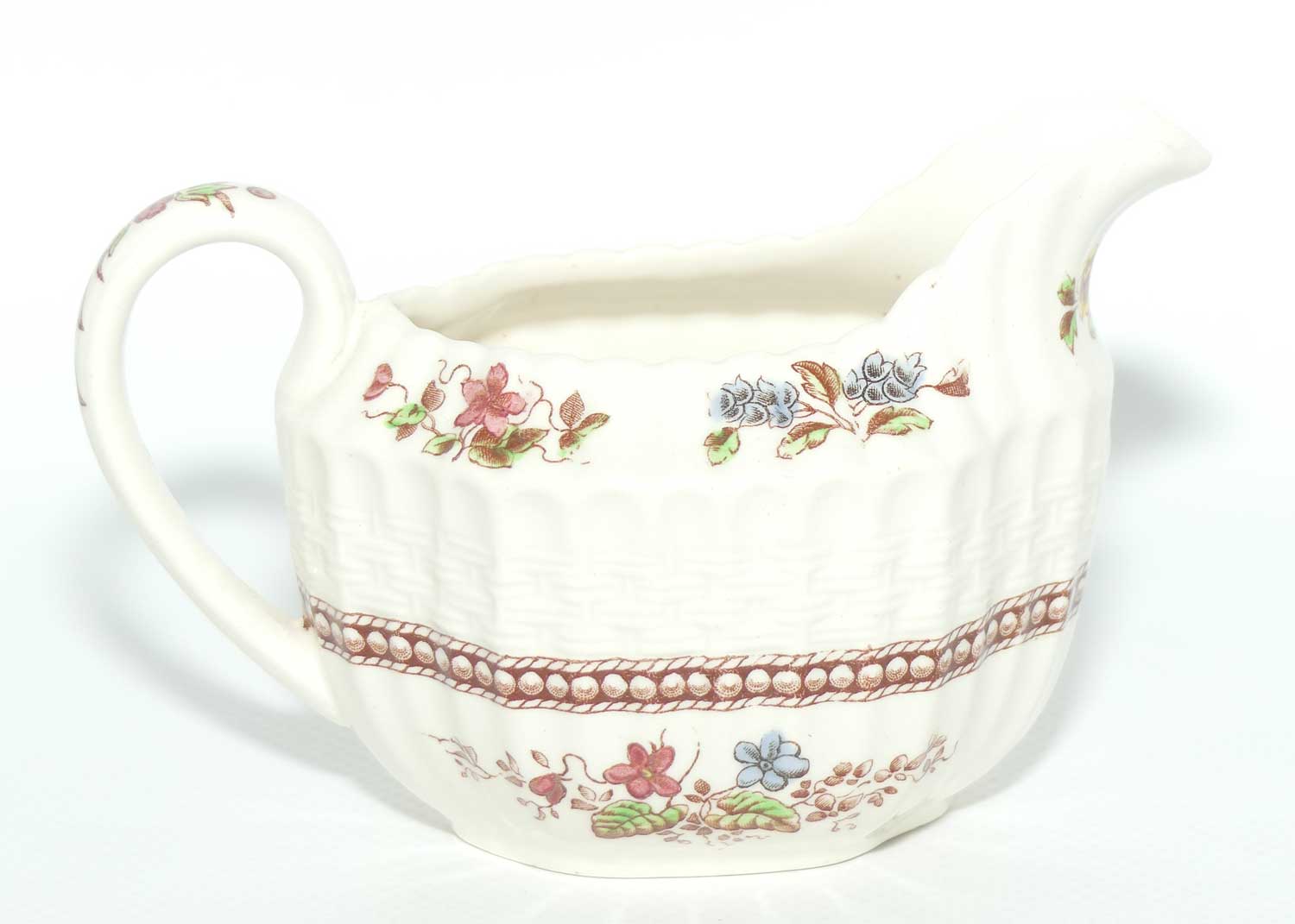 Copeland Spode Rosalie pattern coffee pot, sugar bowl and creamer