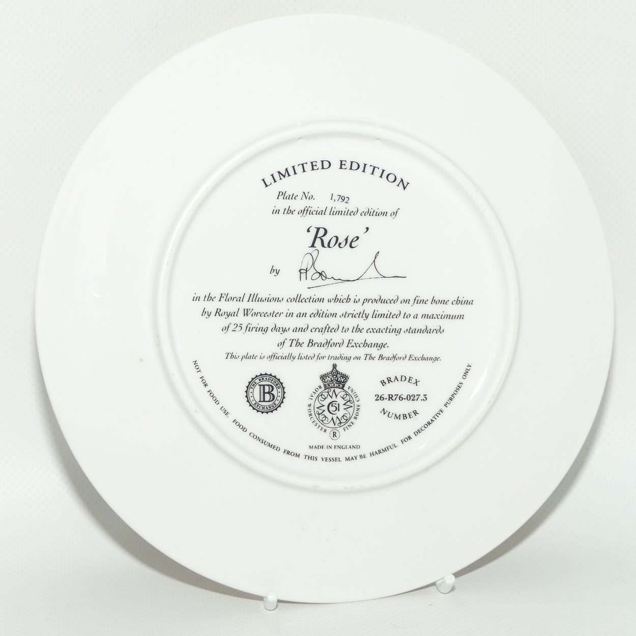 Bradex 26 R76 027.3 plate | Floral Illusions | Rose