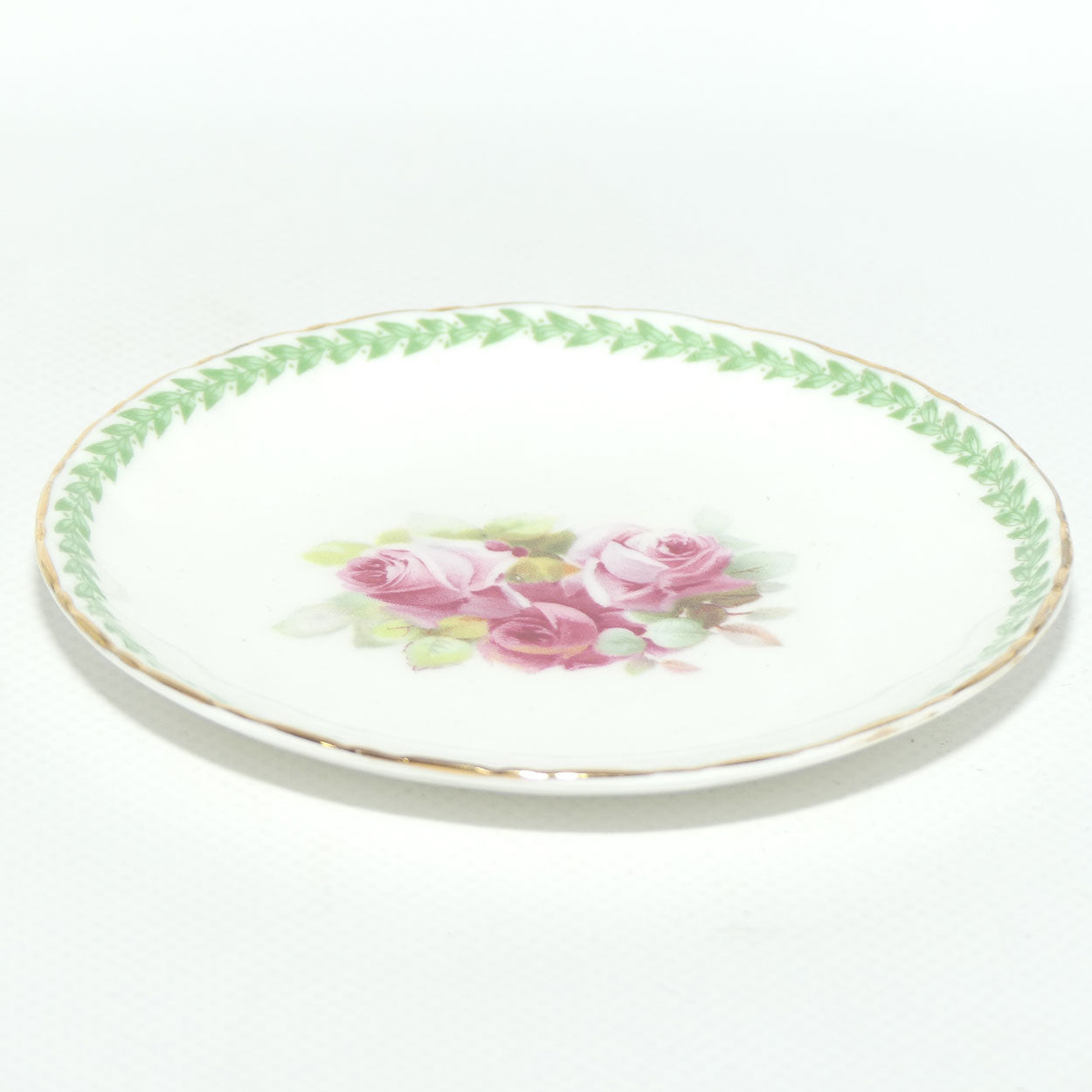 Royal Doulton Rosebud with Green Frieze and gilt trim pin dish | 10.8cm | #1