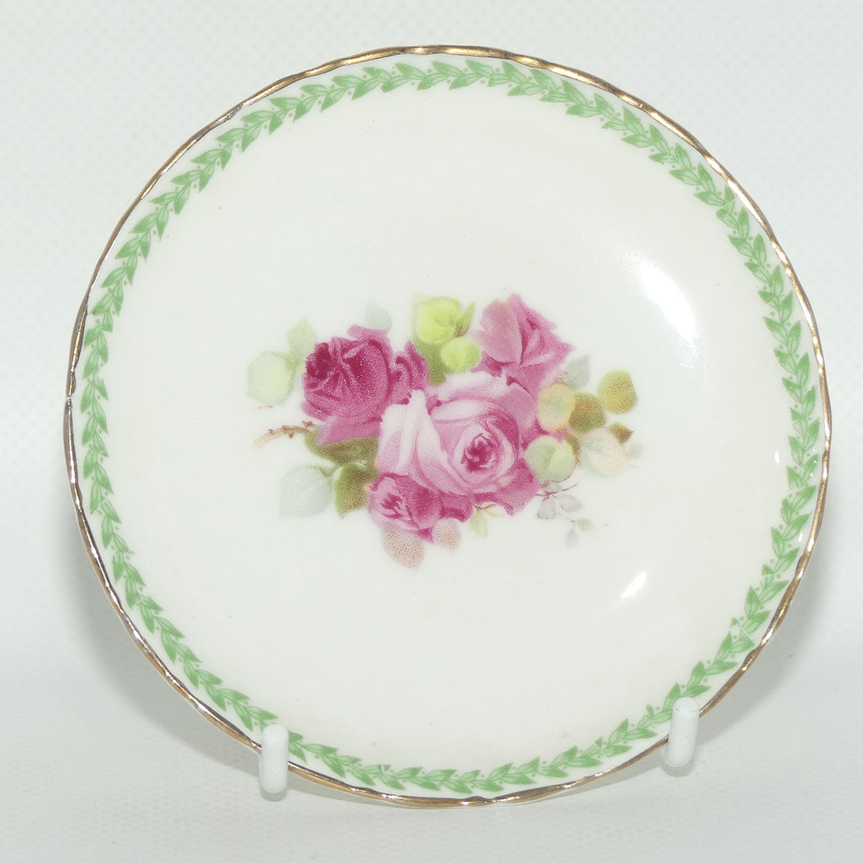 Royal Doulton Rosebud with Green Frieze and gilt trim pin dish | 10.8cm diam | #2