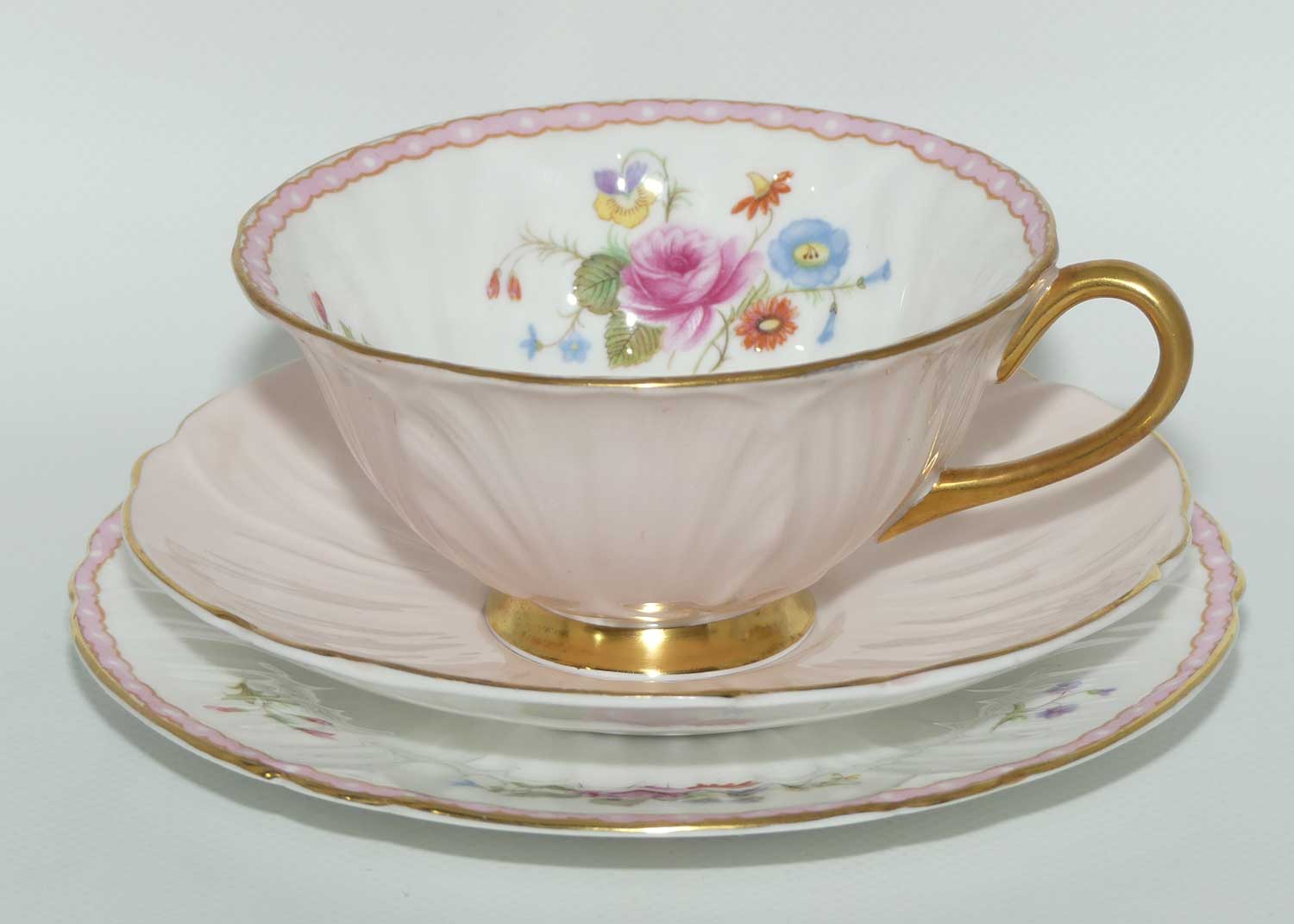 Shelley Oleander shape trio | Rose and Red Daisy with Pink exterior | #1