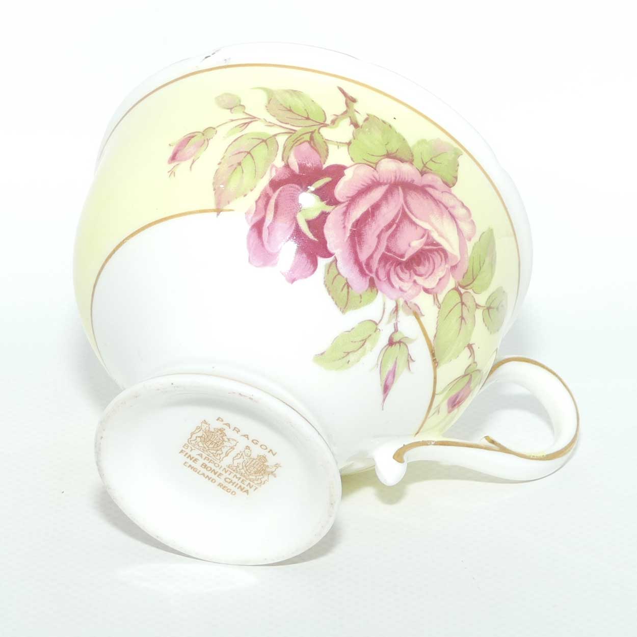 Paragon Bone China fine tea trio | Pink Roses and Yellow Ground