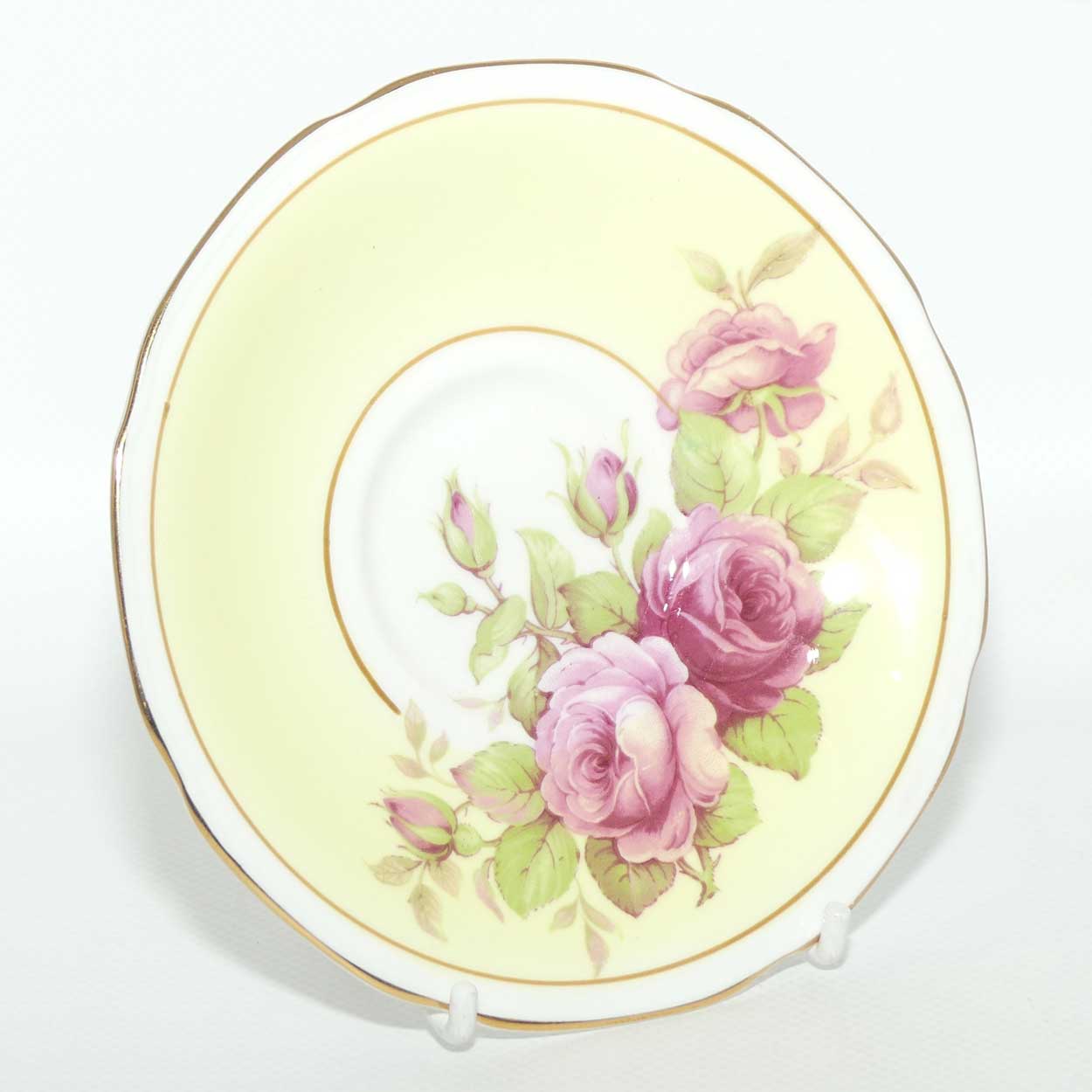 Paragon Bone China fine tea trio | Pink Roses and Yellow Ground