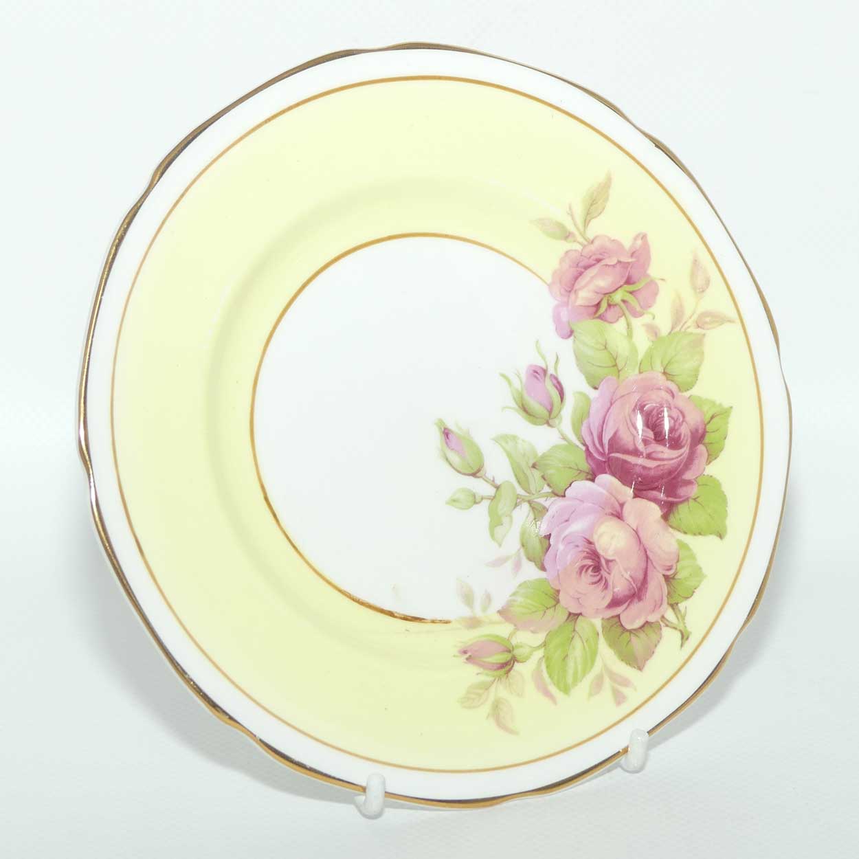 Paragon Bone China fine tea trio | Pink Roses and Yellow Ground