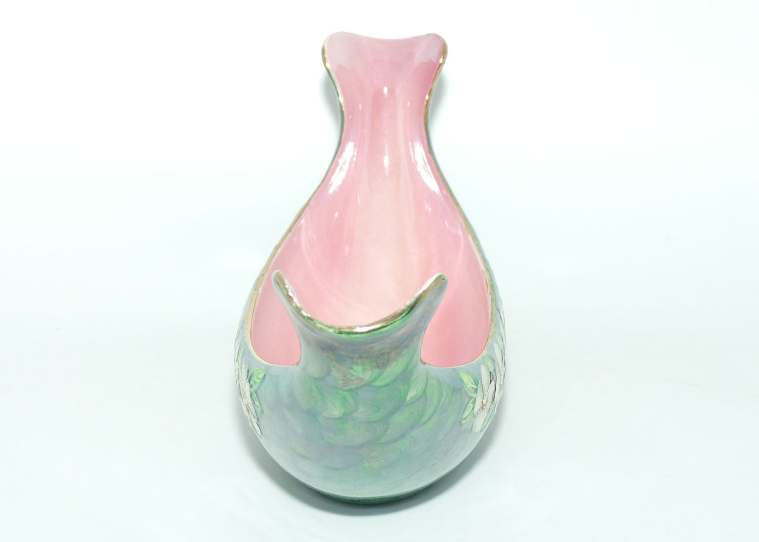 Maling canoe vase | Rose Marie on Green Lustre | Pattern 6603