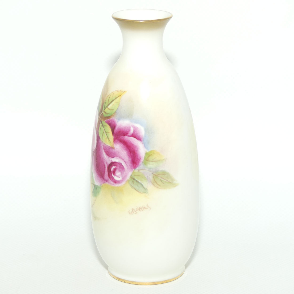 Royal Worcester hand painted Roses small vase | G Banks