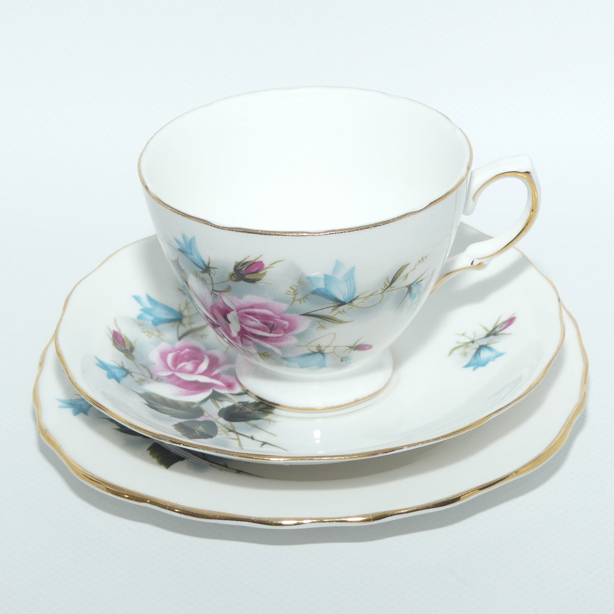 Royal Vale Bone China Pink Rose | Blue Harebell trio