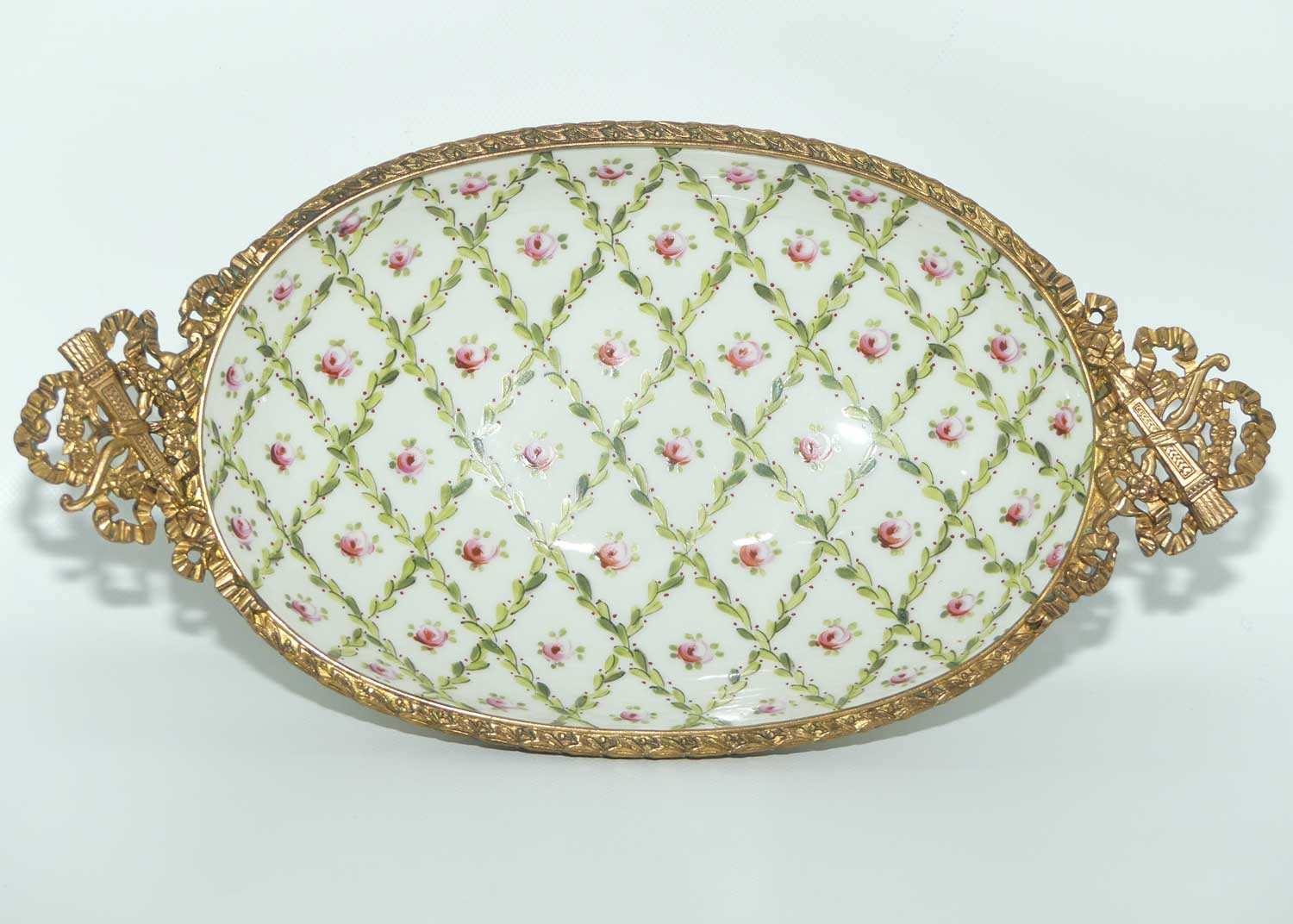 Late 19th Century French Sevres style Roses decorated ormolu set comport | Large Size