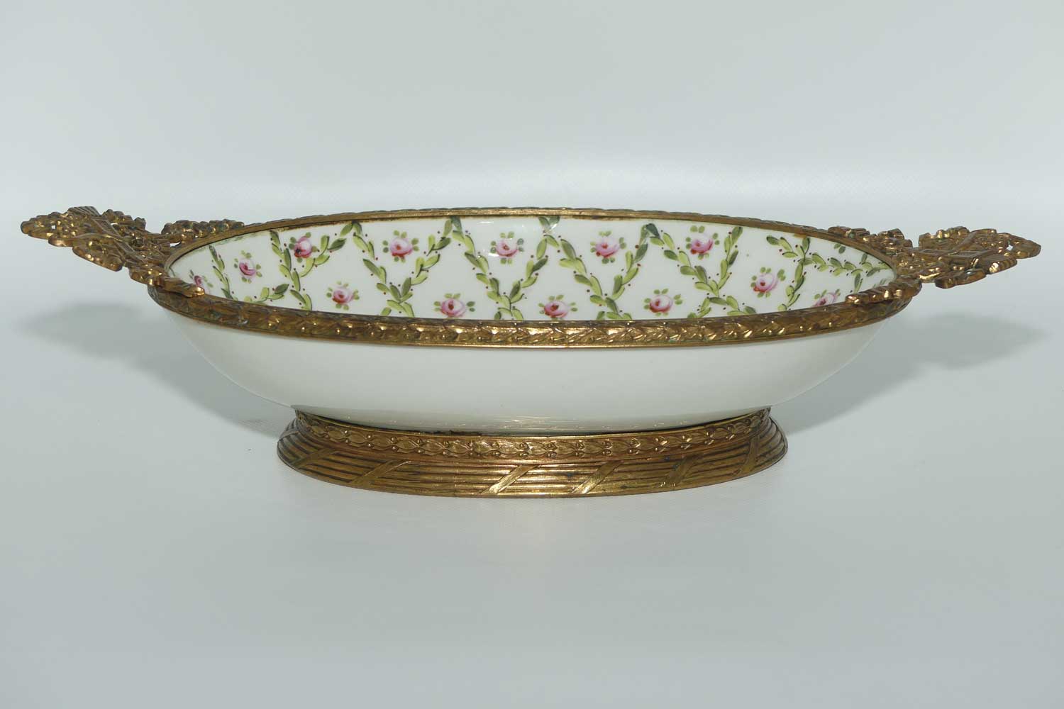 Late 19th Century French Sevres style Roses decorated ormolu set comport | Large Size