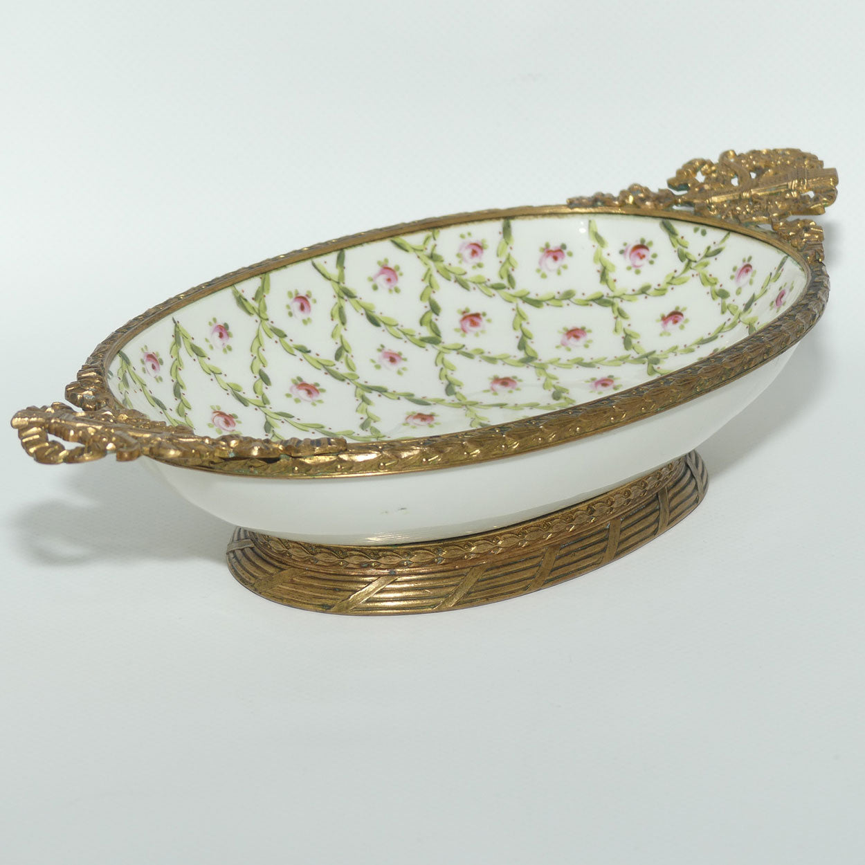 Late 19th Century French Sevres style Roses decorated ormolu set comport | Large Size