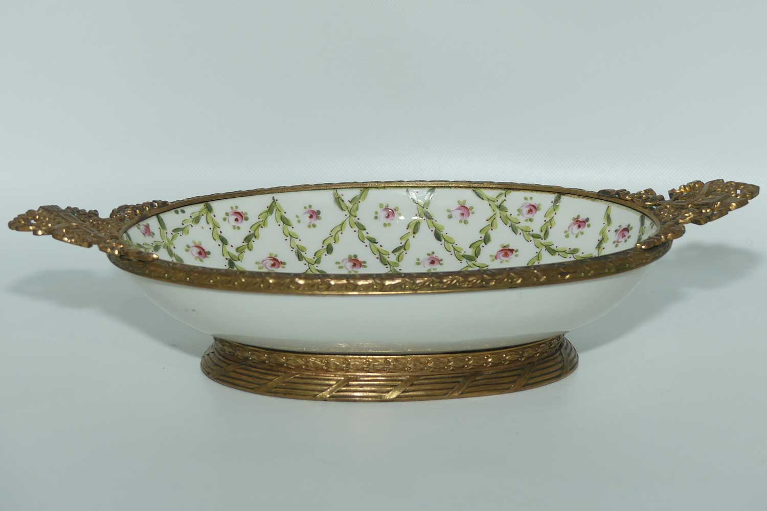 Late 19th Century French Sevres style Roses decorated ormolu set comport | Large Size