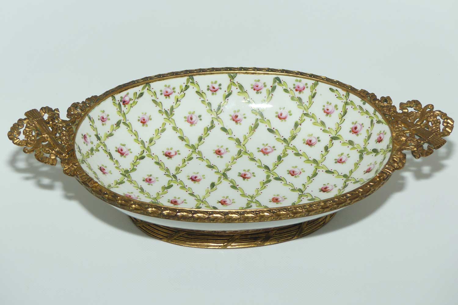 Late 19th Century French Sevres style Roses decorated ormolu set comport | Large Size