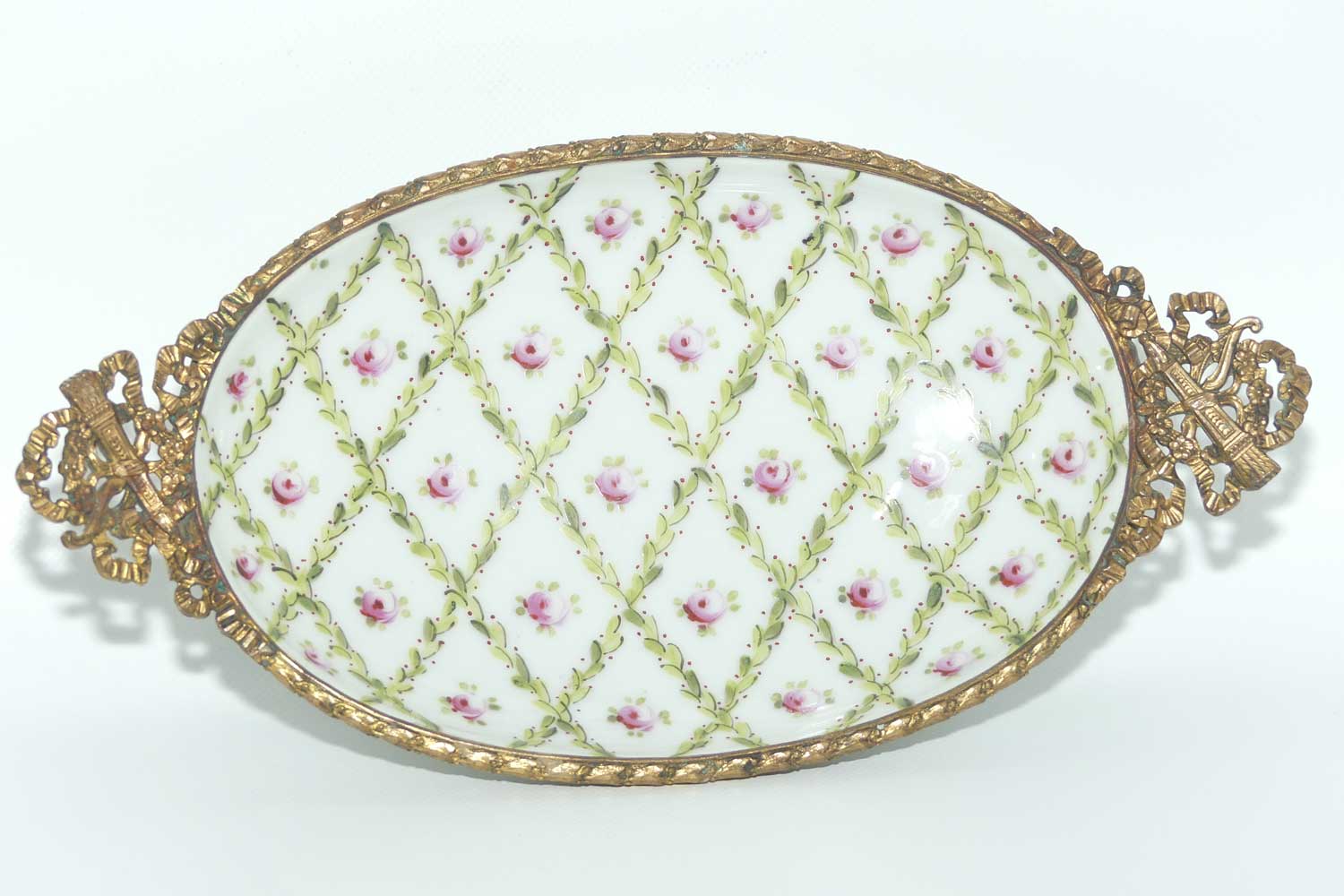 Late 19th Century French Sevres style Roses decorated ormolu set comport | Medium Size